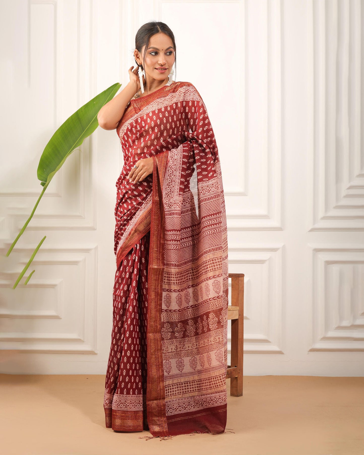 Bagh Print Maheshwari Silk Saree