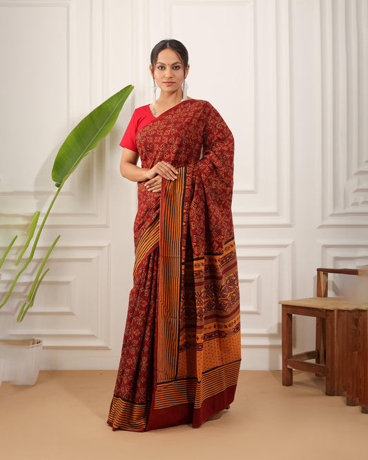 Bagh Print Pure Cotton Saree