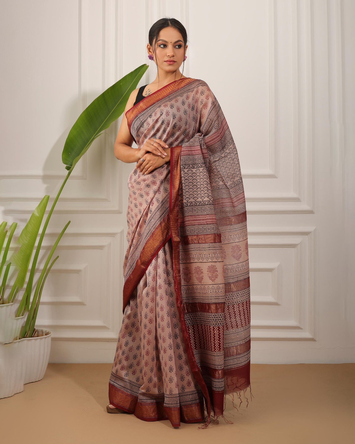 Bagh Print Maheshwari Silk Saree