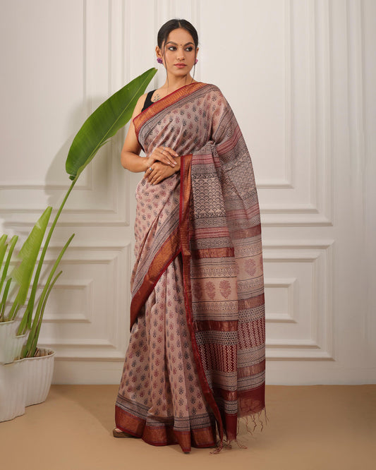 Bagh Print Maheshwari Silk Saree