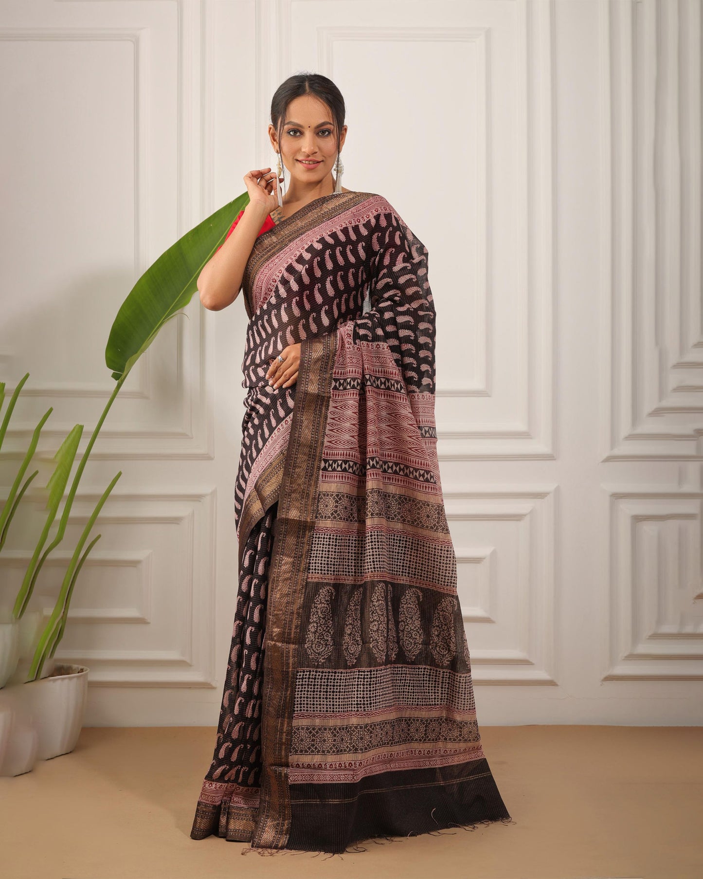 Bagh Print Maheshwari Silk Saree